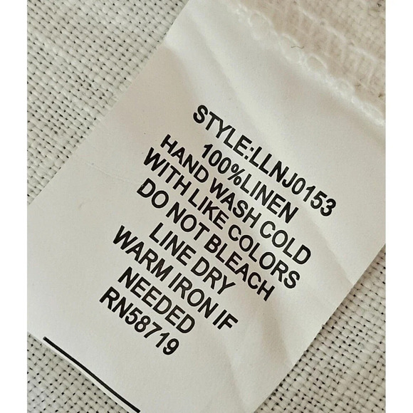 Off Winter White Linen Coat Pointed Flat Collar Peplum Back Flounce Sleeve 1XL - Picture 4 of 7